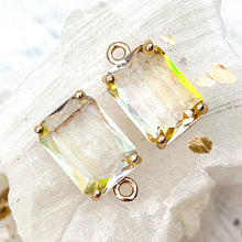 Load image into Gallery viewer, Faceted Light Khaki Transparent Glass Rectangle Pendant

