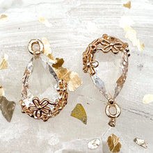 Load image into Gallery viewer, Light Gold Teardrop with Flower Transparent Glass Charm
