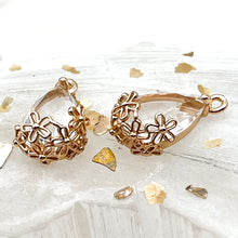 Load image into Gallery viewer, Light Gold Teardrop with Flower Transparent Glass Charm
