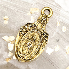 Load image into Gallery viewer, Antique Gold Mary Charm Medallion
