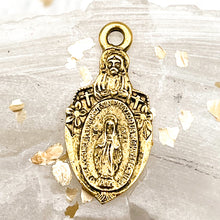 Load image into Gallery viewer, Antique Gold Mary Charm Medallion
