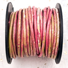 Load image into Gallery viewer, Splashcolor Round Party Pink Leather Cord-24"
