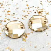 Load image into Gallery viewer, 20mm Golden Shadow Round Checkerboard Premium Crystal Link Pair
