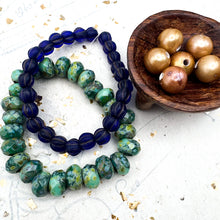 Load image into Gallery viewer, Large Hole Czech and Pearl Mix - Teal and Dark Blue
