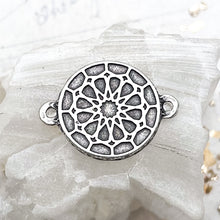 Load image into Gallery viewer, Small Antique Silver-Plated Bezel Connector
