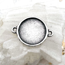 Load image into Gallery viewer, Small Antique Silver-Plated Bezel Connector
