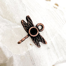 Load image into Gallery viewer, Antique Copper Tiny Dragonfly Bezel Charm
