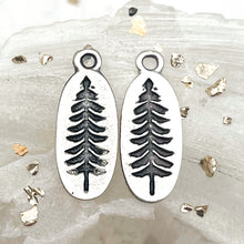Load image into Gallery viewer, Antique Silver-Plated Pine Tree Charm Pair
