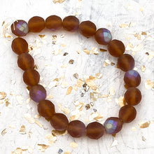 Load image into Gallery viewer, 8mm Faceted Round Firepolished Bead Matte Pumpkin with AB Finish Strand

