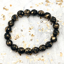 Load image into Gallery viewer, 8mm Faceted Round Firepolished Bead Matte Black with Gold Finish Strand
