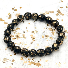 Load image into Gallery viewer, 8mm Faceted Round Firepolished Bead Matte Black with Gold Finish Strand
