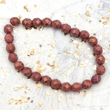 Load image into Gallery viewer, 8mm Faceted Round Firepolished Bead Medium Pink with Gold Luster
