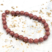 Load image into Gallery viewer, 8mm Faceted Round Firepolished Bead Medium Pink with Gold Luster
