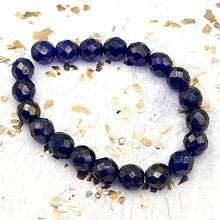 Load image into Gallery viewer, 8mm Faceted Round Firepolished Bead Sapphire with Gold Luster
