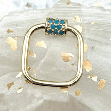 Load image into Gallery viewer, 18K Gold Plated Carabiner with Brass Micro Pave CZ Screw
