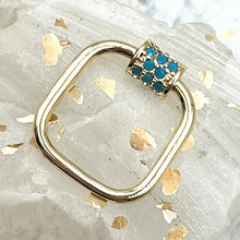 Load image into Gallery viewer, 18K Gold Plated Carabiner with Brass Micro Pave CZ Screw
