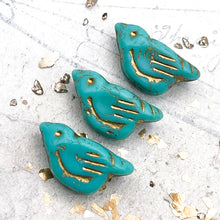 Load image into Gallery viewer, 11x22mm Bird Tiffany Green with a Gold Wash
