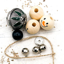 Load image into Gallery viewer, Frosty the Snowman (Natural Body) with Antique Silver-Plated Green Bead
