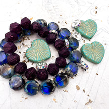 Load image into Gallery viewer, Czech Heart Mix - Plum and Turquoise
