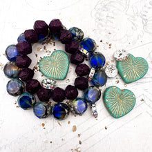 Load image into Gallery viewer, Czech Heart Mix - Plum and Turquoise

