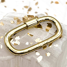 Load image into Gallery viewer, 16K Gold Plated Oval Rainbow Rhinestone Screw Carabiner Clasp
