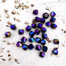 Load image into Gallery viewer, 4mm Jet Shimmer Bicone Beads (30pcs)
