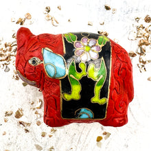 Load image into Gallery viewer, Cloisonné Elephant Bead - Red and Black
