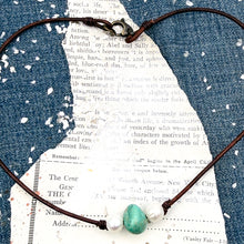 Load image into Gallery viewer, Turquoise &amp; Pearl Leather Necklace - C
