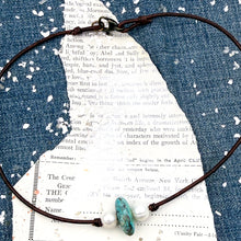 Load image into Gallery viewer, Turquoise &amp; Pearl Leather Necklace - D
