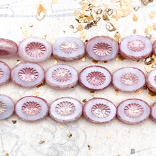 Load image into Gallery viewer, White with a Pink Wash Kiwi Czech Bead Strand
