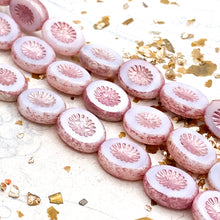 Load image into Gallery viewer, White with a Pink Wash Kiwi Czech Bead Strand

