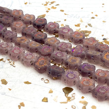 Load image into Gallery viewer, Transparent Mauve Rainbow Flower Czech Bead Strand
