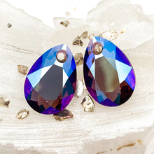 Load image into Gallery viewer, 16mm Amethyst Shimmer Premium Austrian Crystal Pear Pendant Pair

