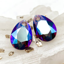 Load image into Gallery viewer, 16mm Amethyst Shimmer Premium Austrian Crystal Pear Pendant Pair
