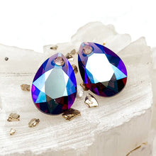 Load image into Gallery viewer, 16mm Amethyst Shimmer Premium Austrian Crystal Pear Pendant Pair
