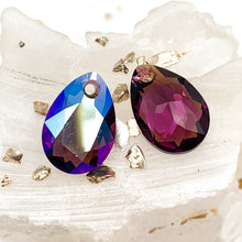Load image into Gallery viewer, 16mm Amethyst Shimmer Premium Austrian Crystal Pear Pendant Pair
