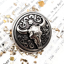 Load image into Gallery viewer, Antique Silver Longhorn Button
