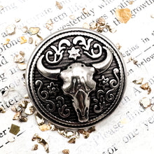 Load image into Gallery viewer, Antique Silver Longhorn Button
