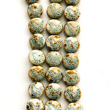 Load image into Gallery viewer, Chickadee Czech Bead Strand with Light Turquoise Wash
