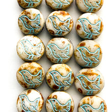 Load image into Gallery viewer, Chickadee Czech Bead Strand with Light Turquoise Wash
