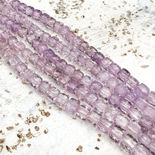 Load image into Gallery viewer, Faceted Light Amethyst Cube Gemstone Strand
