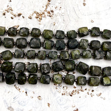 Load image into Gallery viewer, Green Garnet Faceted Cube Gemstone Strand

