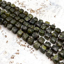 Load image into Gallery viewer, Green Garnet Faceted Cube Gemstone Strand
