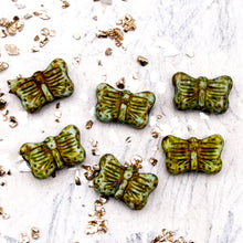 Load image into Gallery viewer, 11x16mm Butterfly Mint with Picasso and Green Finishes (6pcs)
