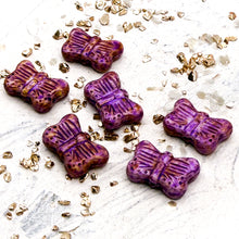 Load image into Gallery viewer, 11x16mm Butterfly Thistle with Purple Picasso Finish (6pcs)
