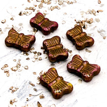Load image into Gallery viewer, 11x16mm Butterfly White with Metallic Red Oxide and Bronze Finishes (6pcs)
