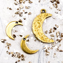 Load image into Gallery viewer, Antique Gold Moon Charm Set

