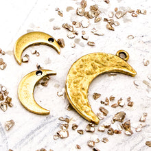 Load image into Gallery viewer, Antique Gold Moon Charm Set
