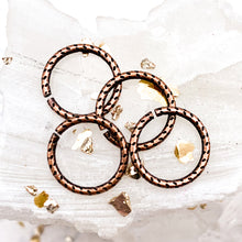Load image into Gallery viewer, 12mm Textured Antique Copper Jump Rings - 4 Pcs
