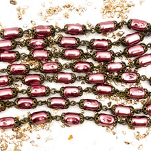 Load image into Gallery viewer, Dusty Pink Tube Pearl Bead Chain - 12 Inches
